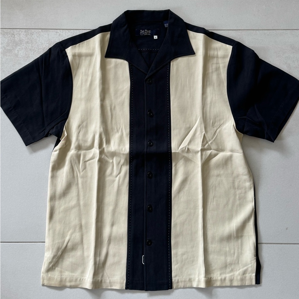 Nwot Nat Nast Black and Cream Casual Button Down Shirt sz M